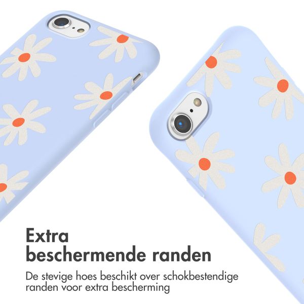 imoshion Siliconen design hoesje met koord iPhone SE (2022 / 2020) / 8 / 7 - Lila Flower Distance