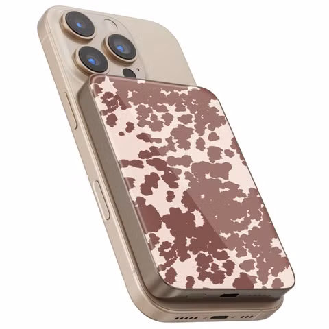 Selencia Vivid MagSafe Powerbank 5.000 mAh - Draadloze Powerbank - MagSafe en Qi2 - Desert Gold / Country Moo'd