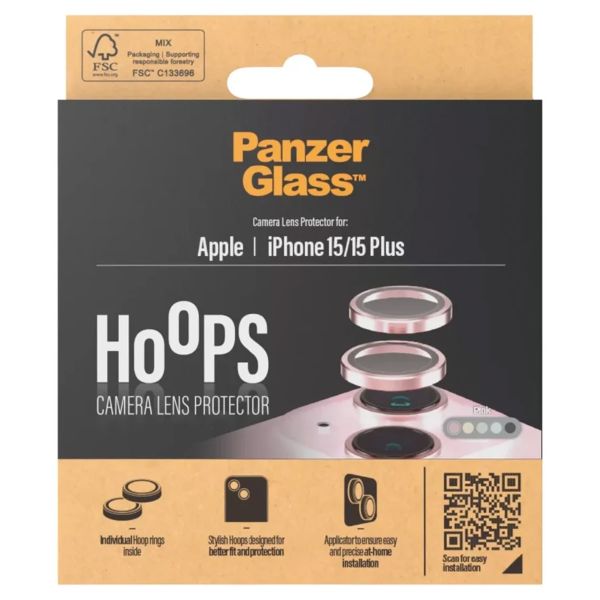 PanzerGlass Camera Protector Hoop Optic Rings iPhone 15 / 15 Plus - Pink