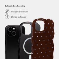 Selencia Vivid Wavy Backcover met MagSafe Apple iPhone 15 - Happy Dots Chocolate