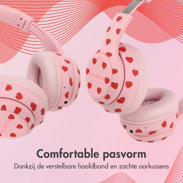 imoshion Draadloze Kinderkoptelefoon LED Light - Decibelbegrenzer - Met AUX kabel - Hartjes