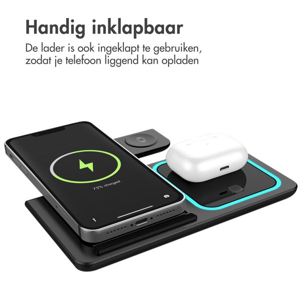 imoshion Opvouwbare Wireless Charger - 3 in 1 draadloze oplader - 15 Watt - Zwart