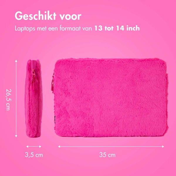 imoshion Fluffy Laptop hoes 13-14 inch - Laptopsleeve - Hot Pink