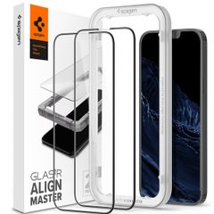 Spigen AlignMaster Full Screenprotector 2 Pack Apple iPhone 13 Pro Max - Zwart