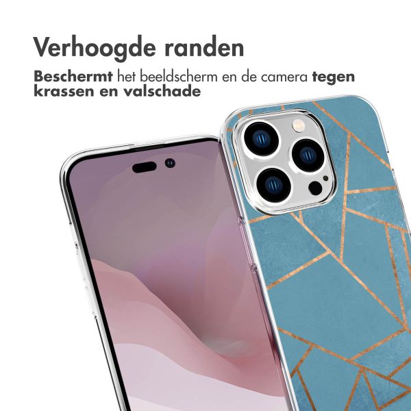 imoshion Design hoesje iPhone 14 Pro - Grafisch Koper / Blauw