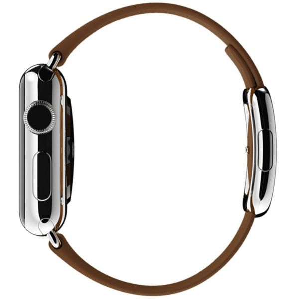 Apple Leather Band Modern Buckle Apple Watch Series 1 t/m 9 / SE (38/40/41 mm) | Series 10 (42 mm) - Maat S - Brown