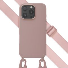 Selencia Siliconen hoesje met afneembaar koord Apple iPhone 16 Pro - Sand Pink