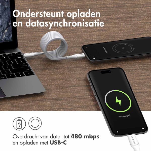 imoshion Magnetische braided kabel - USB-A naar Lightning - 1 meter - Wit