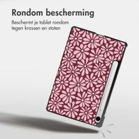 imoshion Design Trifold Bookcase Samsung Galaxy Tab S9 11.0 inch / S10 Lite / S10 FE / S9 FE 10.9 inch - Bloom Love Blush