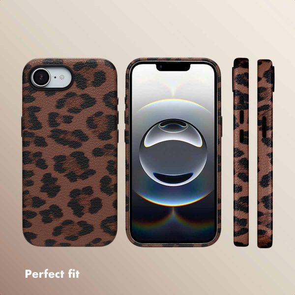 Selencia Sabi Back Cover Panther Print with MagSafe Apple iPhone 17e / 16e - Mocha Brown