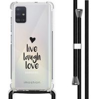 imoshion Design hoesje met koord Samsung Galaxy A51 - Live Laugh Love - Zwart