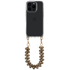 Transparante Backcover met afneembare haakjes voor de Apple iPhone 16 Pro + Lova Polskoord - Tortoise Leopard