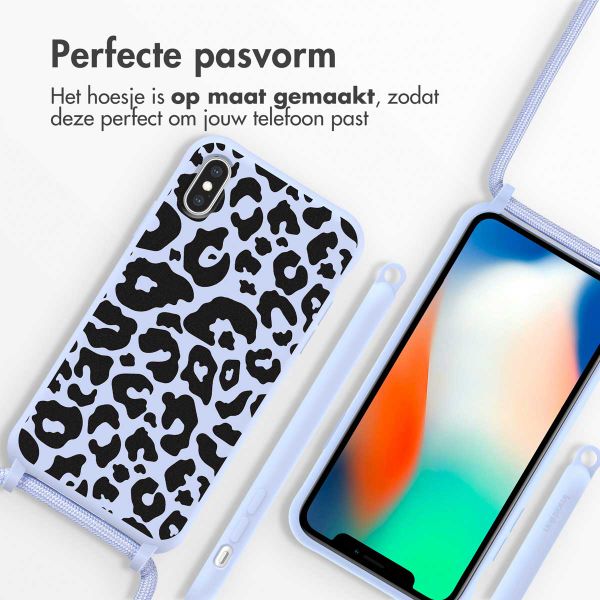 imoshion Siliconen design hoesje met koord Apple iPhone X / Xs - Animal Lila