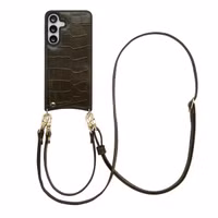 Selencia Nova Croco Telefoonhoes met Koord en Pashouder Samsung Galaxy S25 FE - Dark Olive