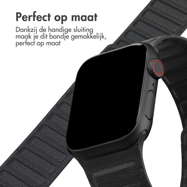 Accezz Magnetisch echt lederen bandje Apple Watch | 44/45/46/49 mm - Zwart