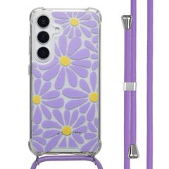 imoshion Design hoesje met koord Samsung Galaxy S25 - Tropical Violet Flowers Connect