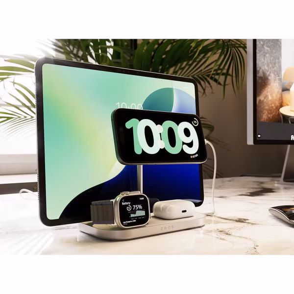 Zens 4-1 Wireless Charger | Draadloos oplaadstation - Geschikt voor Qi2 & MagSafe - Wit