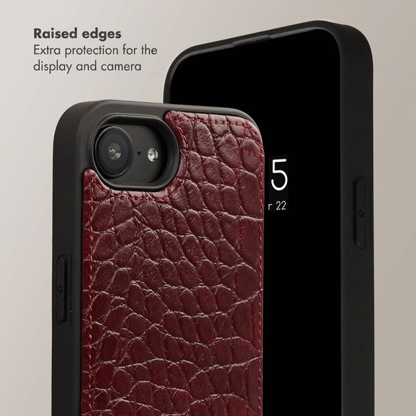 Selencia Nova Croco Phone Case with Cord and Card Holder Apple iPhone 17e / 16e - Choco Brown