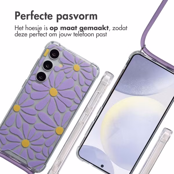 imoshion Design hoesje met koord Samsung Galaxy S24 - Tropical Violet Flowers Connect