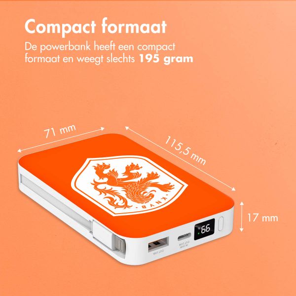 Powerbank 10.000 mAh met geïntegreerde kabels - Quick Charge en Power Delivery - Oranje Leeuw