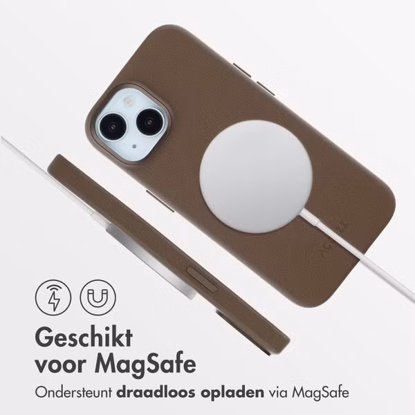 Accezz MagSafe Leather Backcover Apple iPhone 15 - Coffee Brown