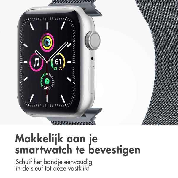 imoshion Milanees magnetisch bandje Apple Watch Series 1 - 9 / SE (38/40/41 mm) | Series 10 / 11 (42 mm) - Maat M - Donkergrijs