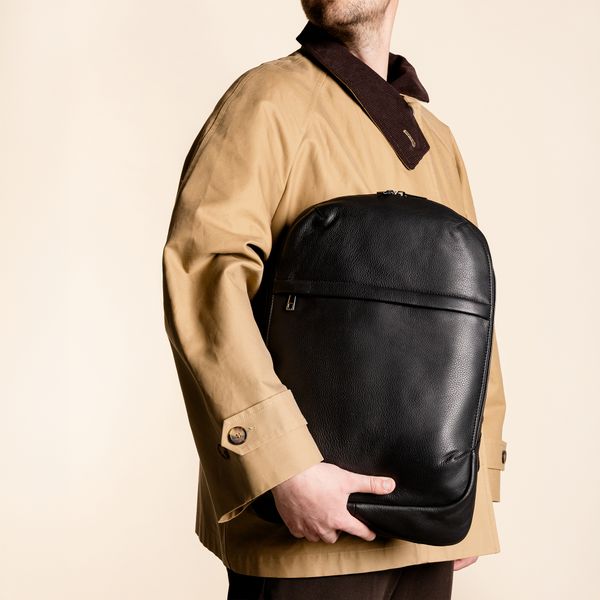 Accezz Leather Laptop rugzak 16 inch - Zwart