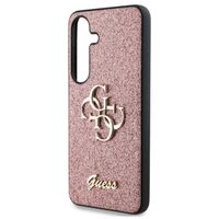 Guess 4G Metal Logo Glitter Backcover Samsung Galaxy S25 Plus - Roze