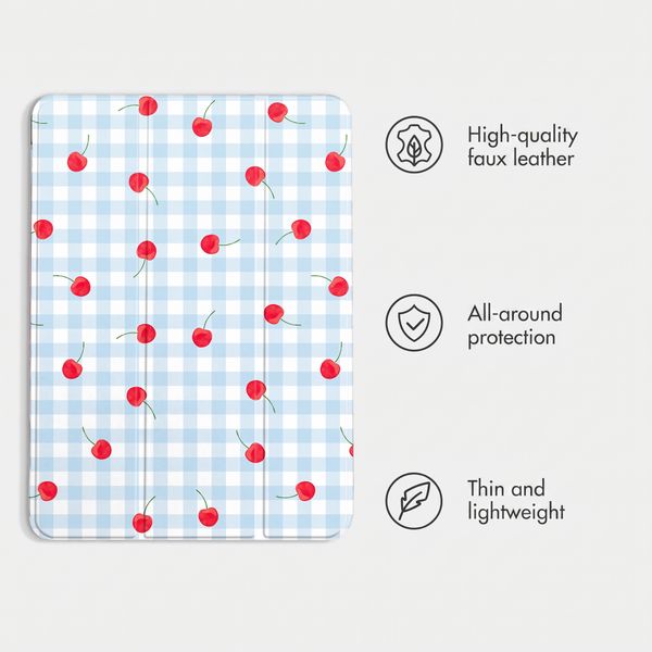 imoshion Design Trifold Case Apple iPad 9 (2021) 10.2 inch / iPad 8 (2020) 10.2 inch / iPad 7 (2019) 10.2 inch - Cherry Check
