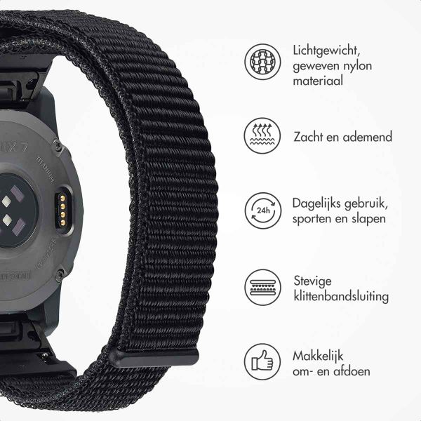 imoshion QuickFit® Nylon bandje Garmin Watch | 22 mm aansluiting - Zwart