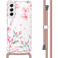 imoshion Design hoesje met koord Samsung Galaxy S21 - Bloem - Roze