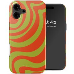 Selencia Vivid Backcover met MagSafe Apple iPhone 16 - Wavy Swirl Orange Fern