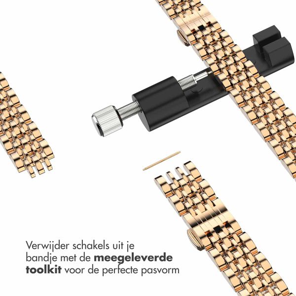 Selencia Slim Steel Jubilee Inspired schakelbandje Apple Watch Series 1 t/m 9 / SE (38/40/41 mm) | Series 10 / 11 (42 mm) - Rosé Goud