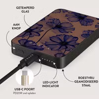 Burga Magnetic Powerbank 5.000 mAh - Geschikt voor MagSafe en Qi2 - Velvet Night / Gunmetal