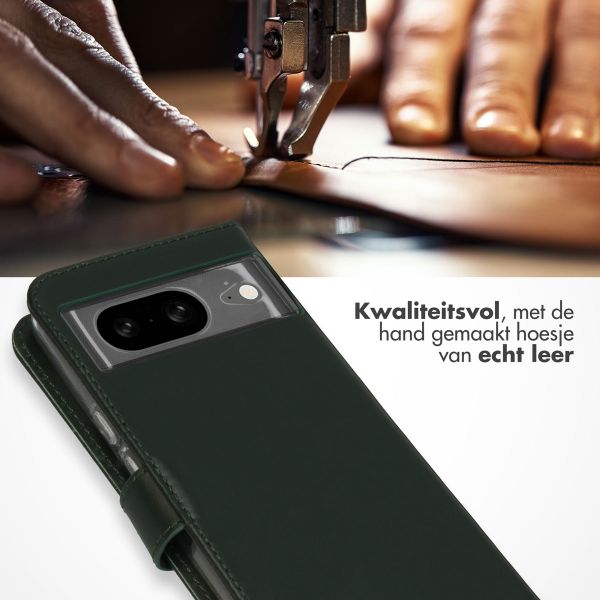 Selencia Echt Lederen Bookcase Google Pixel 8 - Groen