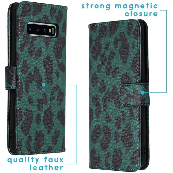 imoshion Design Softcase Bookcase Samsung Galaxy S10 - Green Leopard