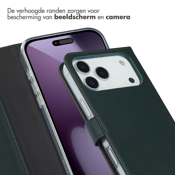 Selencia Echt Leren Bookcase Apple iPhone 17 Pro Max - Groen