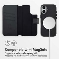 Accezz 2-in-1 Leather Bookcase with MagSafe Apple iPhone 17 - Onyx Black