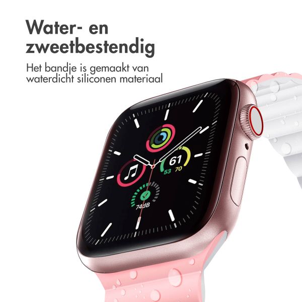 imoshion Siliconen magnetisch bandje Apple Watch Series 1 t/m 9 / SE (38/40/41 mm) | Series 10 (42 mm) - Roze / Wit