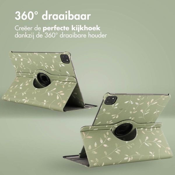 imoshion 360° Draaibare Design Bookcase Apple iPad Pro 13 (2025) M5 / (2024) M4 - Green Flowers