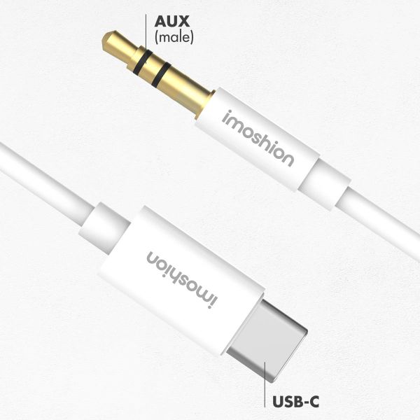 imoshion AUX kabel - 3,5 mm / Jack audio naar USB-C kabel - Male to USB-C - 1 meter - Wit