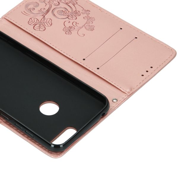 Klavertje Bloemen Bookcase Alcatel 1S (2019) - Rosé Goud