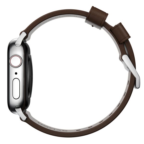 Nomad Modern Band van leder Apple Watch Series 1 t/m 10 / SE / Ultra (2) (44/45/46/49 mm) - Bruin/Zilver