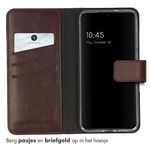 Selencia Echt Leren Bookcase Samsung Galaxy S23 Plus - Bruin