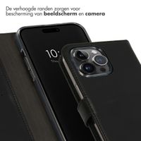 Selencia Echt Lederen Bookcase iPhone 15 Pro Max - Zwart