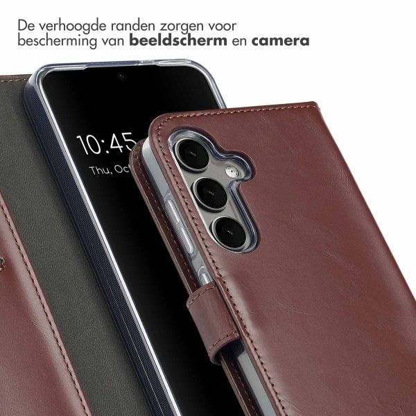 Selencia Echt Lederen Bookcase Samsung Galaxy S25 - Donkerbruin