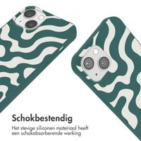 imoshion Siliconen design hoesje met koord iPhone 14 - Petrol Green Groovy