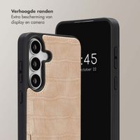 Selencia Nova Croco Telefoonhoes met Koord en Pashouder Samsung Galaxy S25 FE - Beige
