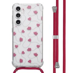 imoshion Design hoesje met koord Samsung Galaxy S24 FE - Dusty Rose Connected Hearts