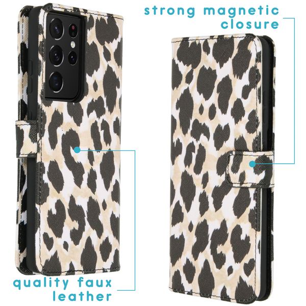 imoshion Design Softcase Bookcase Galaxy S21 Ultra - Golden Leopard